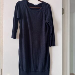 James Perse Blue Sheath Dress 3/4 Sleeve Scoop Neck